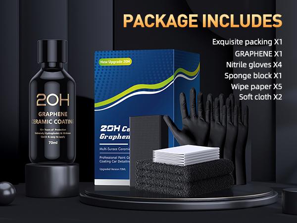 Dronar 20H Advanced Graphene Ceramic Coating for Cars - 10+ Years Long Lasting Protection, Ultra High Gloss, Scratch Repair, Waterless Spray Wax, Car Detailing Kit, 70ml Dronar 20H Advanced Graphene Ceramic Coating for Cars - 10+ Years Long Lasting Protection, Ultra High Gloss, Scratch Repair, Waterless Spray Wax, Car Detailing Kit, 70ml