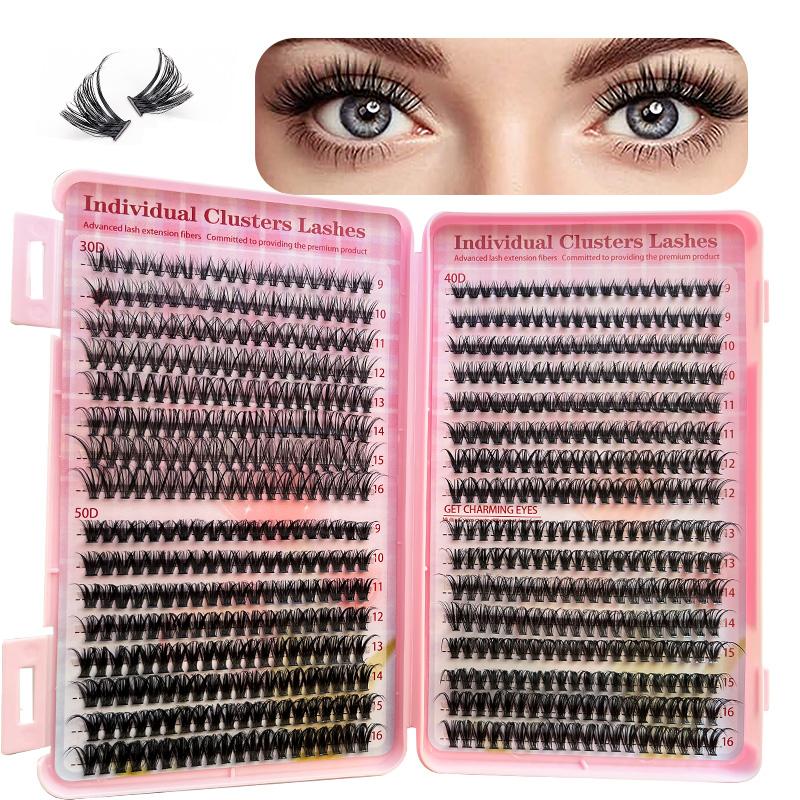 Individual Lashes Kit, 1 Set Mixed Length False Eyelashes with Eyelash Glue & Tweezers & Eyelash Curler, Eye Makeup Enhancement Tool, Cosmetic, Eyelash Extensions Kit, Eyelash Enhancing Tool, Individual Cluster Lash