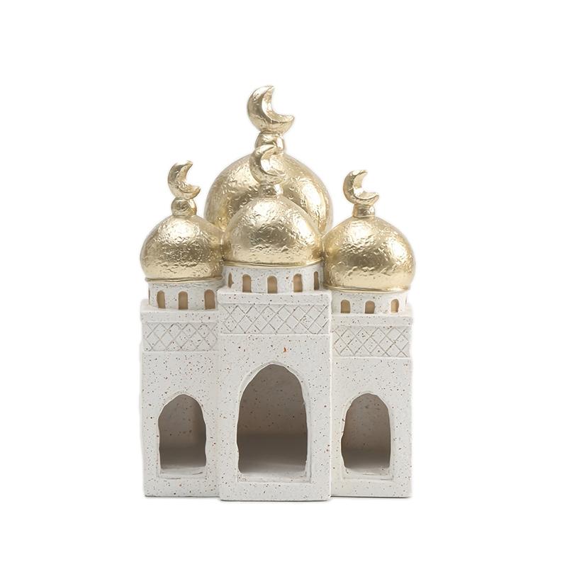 1pc Middle Eastern Style Castle Architecture Statue, Ramadan & Eid Festival Religious Decor for Home Mantel Display