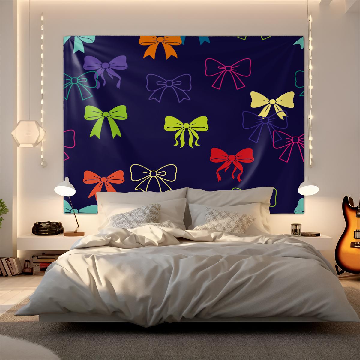 1Pcs Coquette Pink Bow Printed Tapestry, Sweet Y2K Aesthetic Wall Hanging, Soft Durable Fabric with Vivid Digital Print, Versatile Tapestries for Bedroom, Dorm, Living Room & Vanity Area, Ideal Cute Room Decor