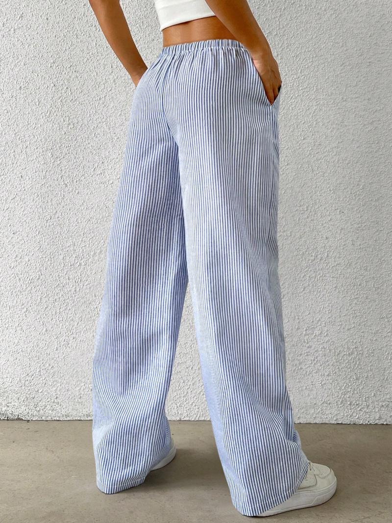 Women's Striped Print Loose Pants, Casual Comfy Wide Leg Trousers for Summer, Women's Bottoms for Daily Wear, Wideleg Womenswear, Lady