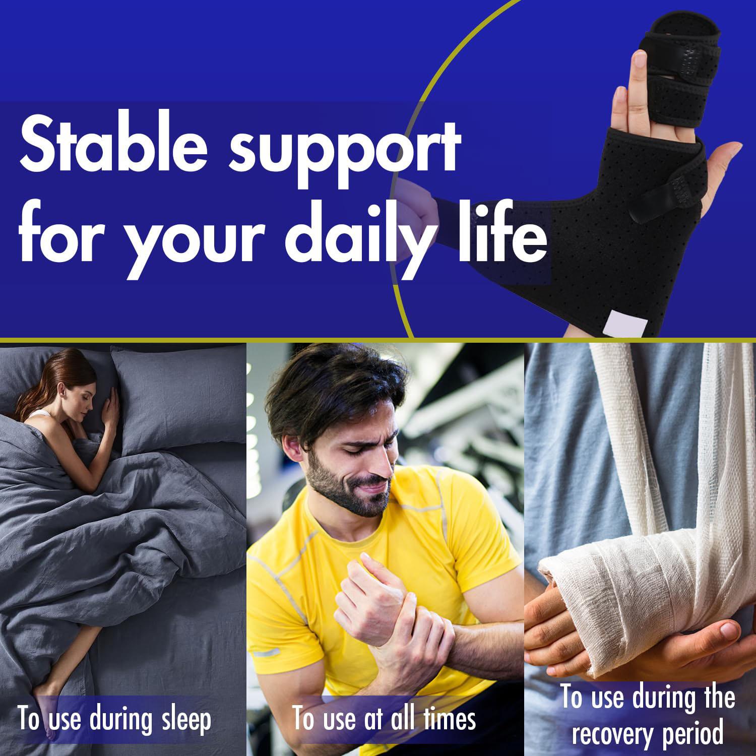 Right Hand Black Trigger Finger Splint Support For 2-3 Fingers, Including Middle Index Little Or Ring Finger Effective Relief For Trigger Finger Hand Contracture Healthcare Tool