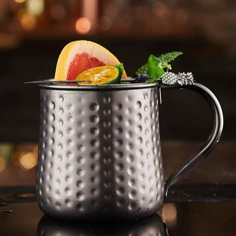 17oz 2026 New Model 304 Stainless Steel Moscow Mule Cup, Hammered Pattern, Large-Belly Cocktail Glass, Cafe/bar Fashion Wine Glass