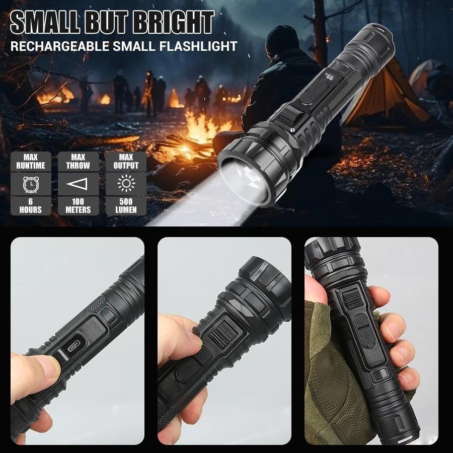 1PC Rechargeable Flashlights High Lumens, Super Bright LED Tactical Flashlight with 6 Modes, Waterproof Zoomable Flash Light for Outdoor,Emergency, Gifts for Men,  Hunting Camping Essentials Gear