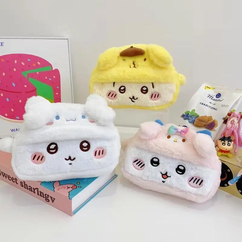 Kawaii Anime Chiikawa Plush Makeup Bag Cute Cinnamoroll Storage Bag Student pencil Case Stationery Girls Birthday Gift