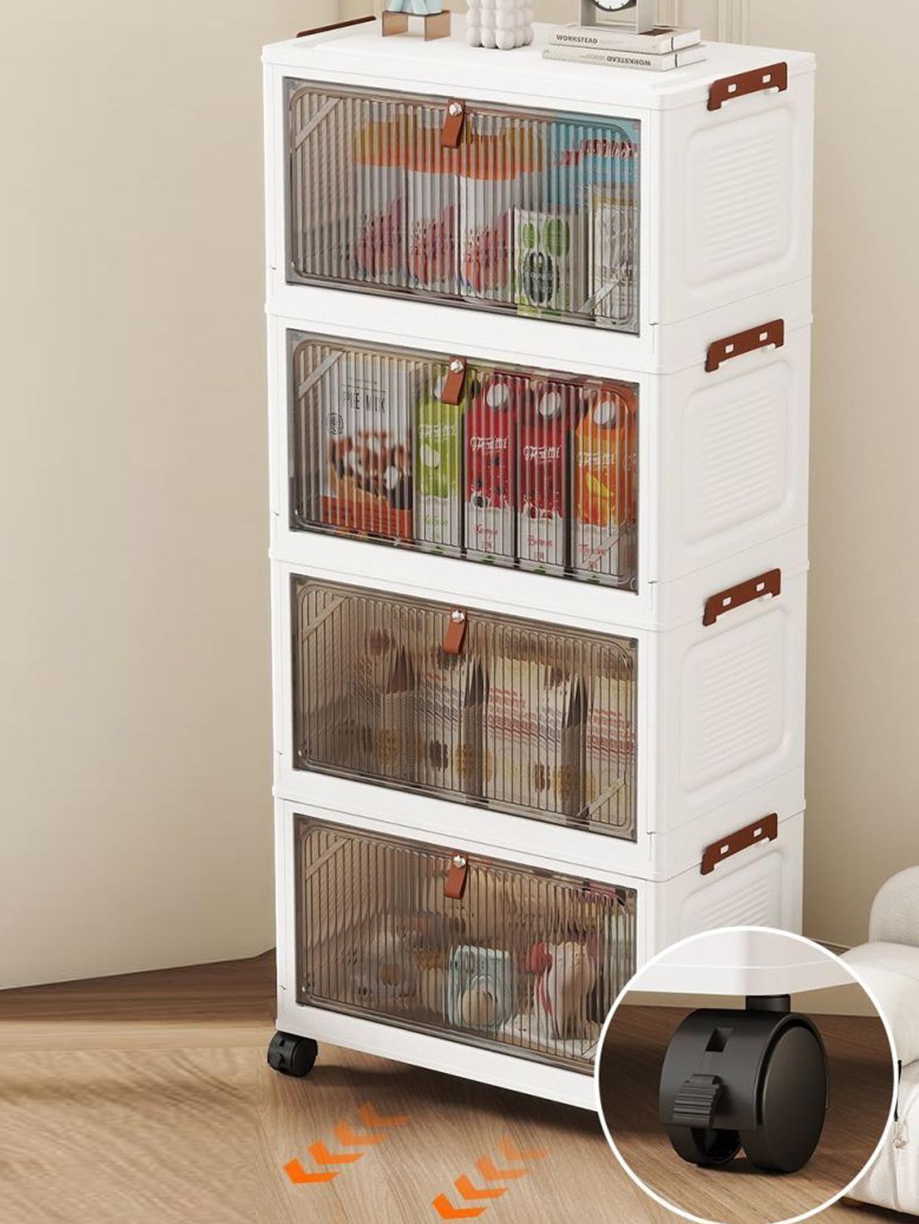 Foldable Plastic Storage Cabinet, Multi-Layer Table Under Desk Organizer, Home Living Room Toy Snack Rack, No Installation Required