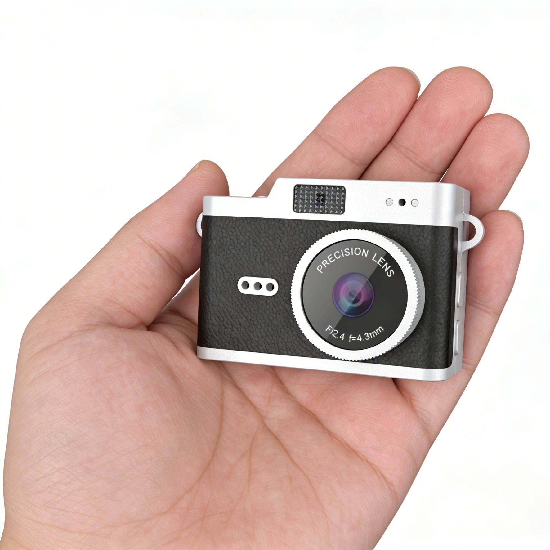 HD 1080P Mini Camera Retro Keychain Camera 0.96 Inch HD Screen Long Lasting Battery Includes 8GB TF Memory Card