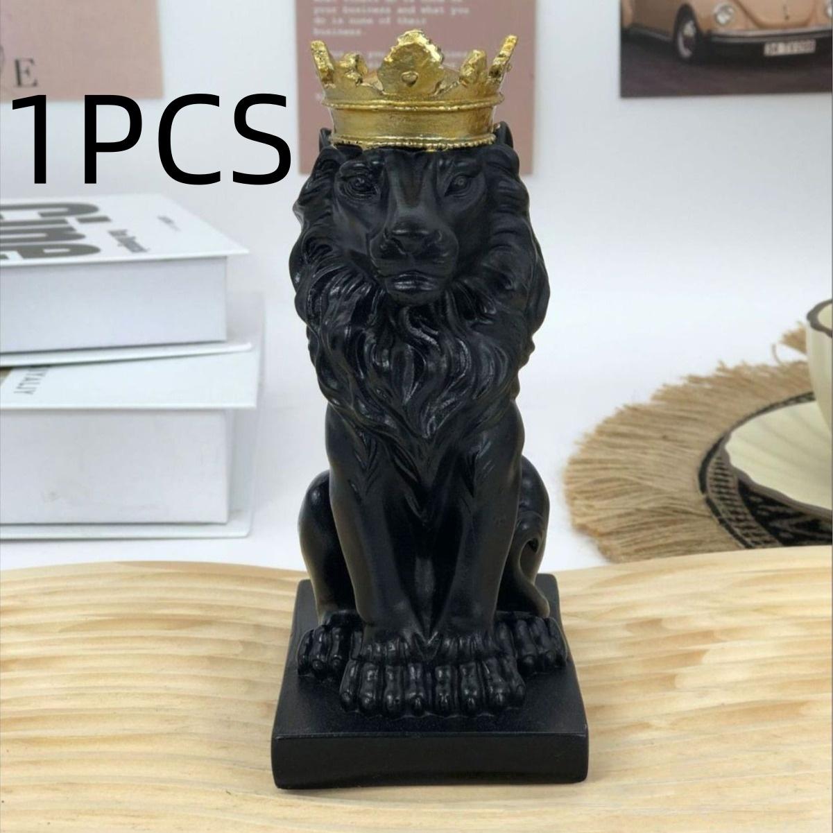 Crown Lion Home Decor Ornament, Elegant Animal Sculpture for Living Room, Unique Wall Art Piece, Perfect Gift for Housewarming