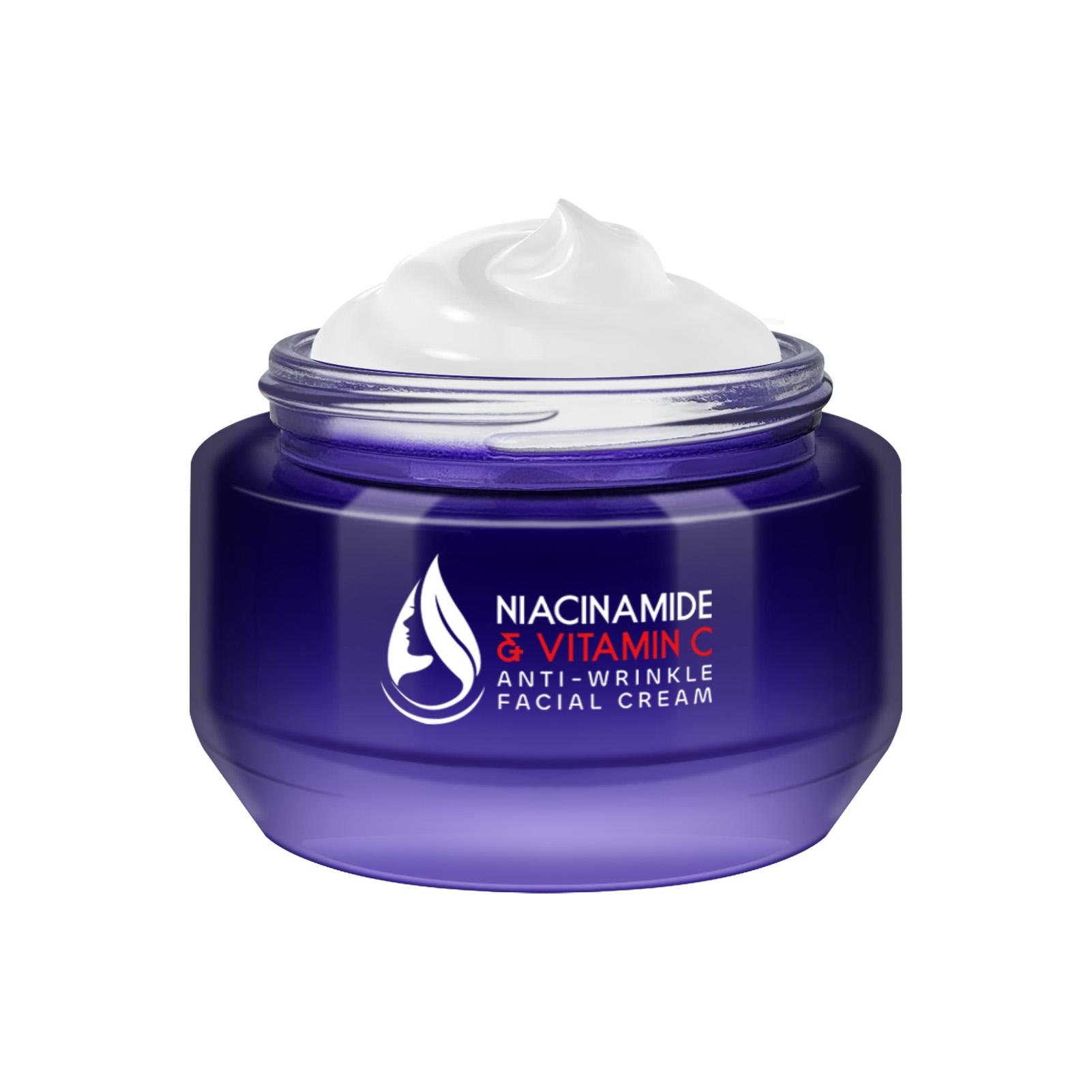 Vitamin C Niacinamide Wrinkle Cream, Gentle Skin Care, Fades Fine Lines, Brightens Skin Tone, Hyaluronic Acid, Long-Lasting Moisture, 50g