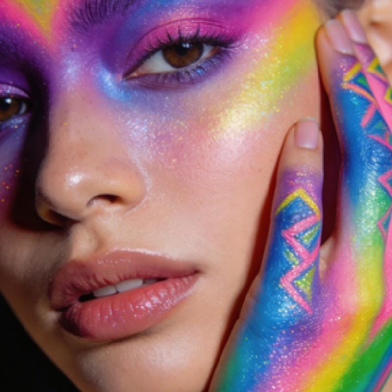 Colorful Festival Party Halloween Christmas Carnival Face Makeup Set, Beauty Cream, Single Item, No Alcohol or Aerosol, Any Skin Tone