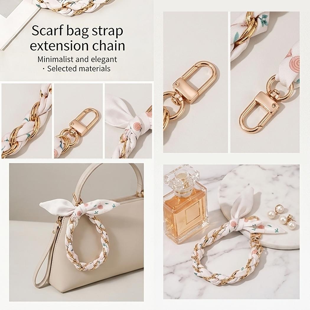 Woven Scarf Chain Phone Strap, Fashion Bag Extender, Luxury Bag Accessory, Two-In-One Phone Lanyard, Perfect Gift for Women Girls