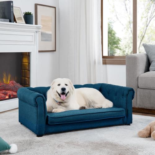 【Bellemave】Elegant Rectangle Pet Bed for Small and Medium Dogs, Durable Elevated Dog Sofa Bed, Comfortable Dog Couch, Modern and Stylish Dog Sofa for Small and Medium Dogs,Beige