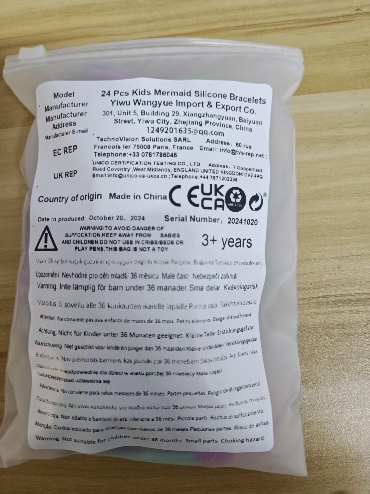 24 Pcs Kids Mermaid Silicone Bracelets, Marble Rubber Bands, Ocean Theme Party Gifts, Birthday Favors, Classroom Rewards