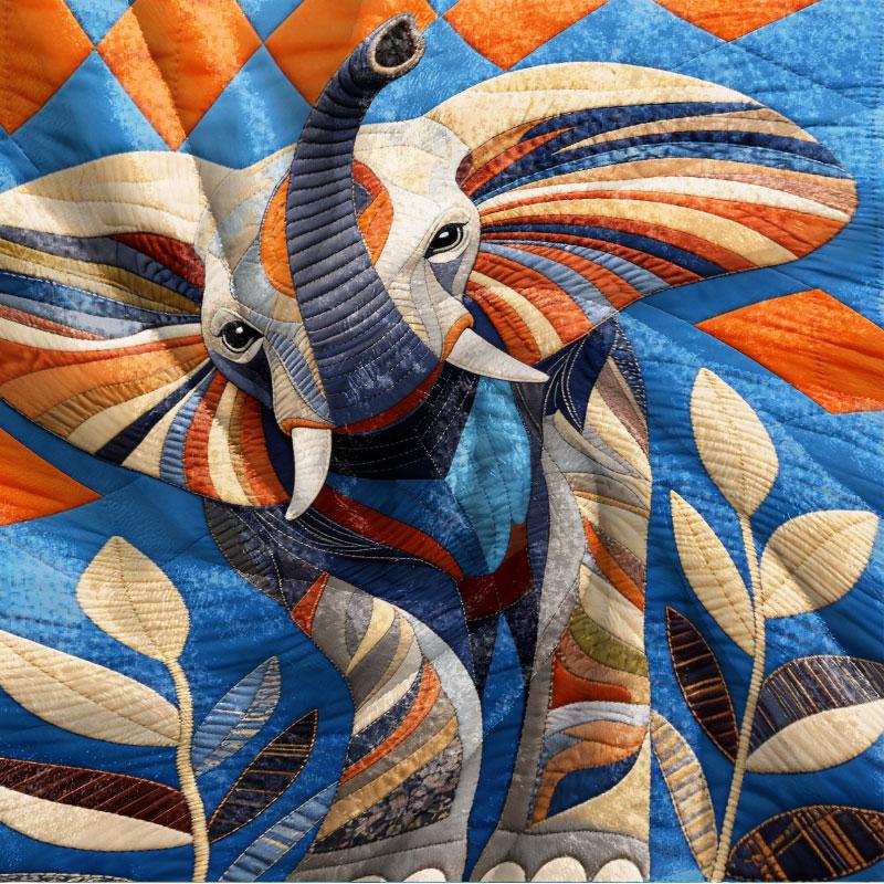 Creative Elephant Pattern Quilted Blanket, Winter Home Decor Essential, Warm and Comfortable, Multi-Purpose, All Ages
