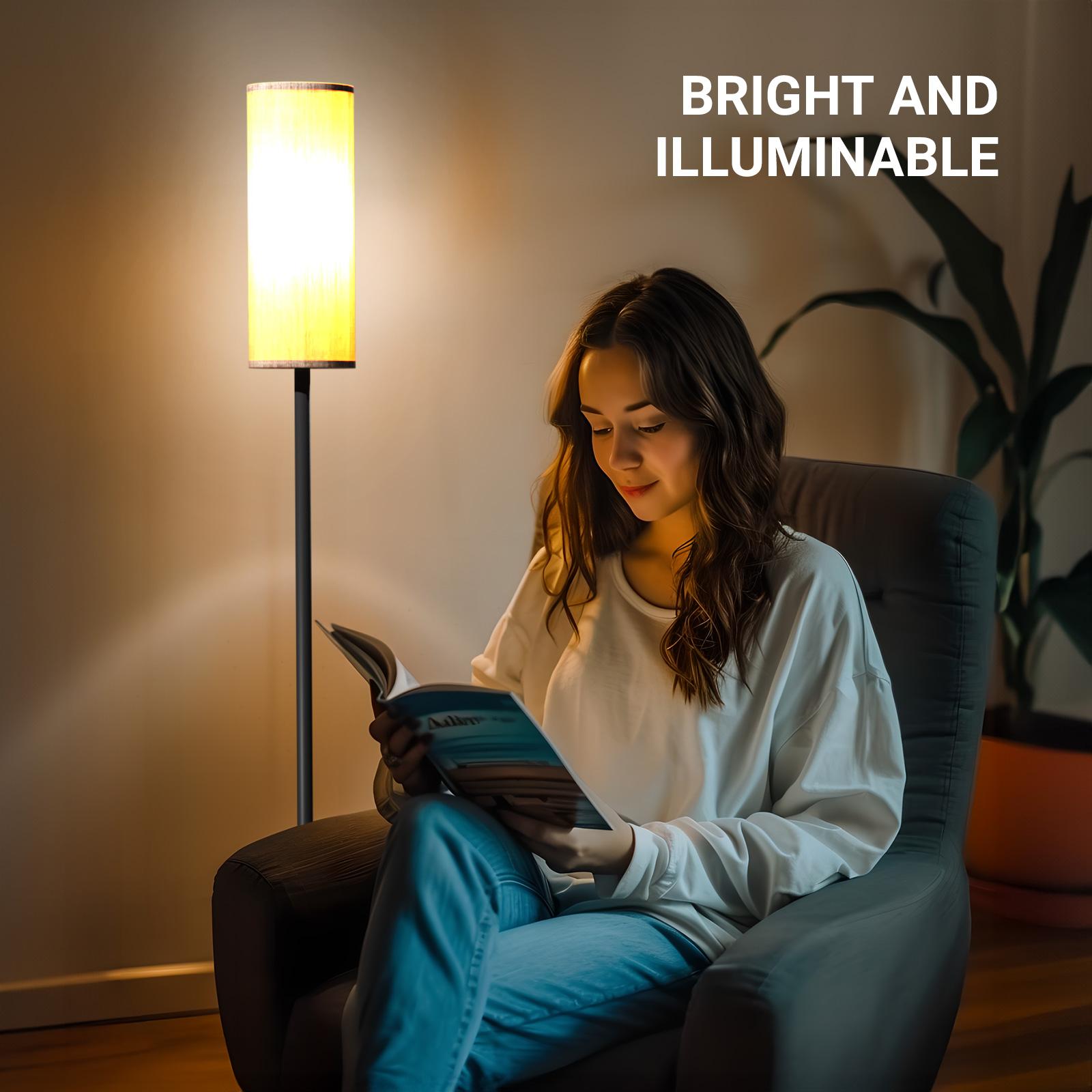 DAYBETTER Floor Lamps For Living Room, Dimmable 2700-6500k, Modern Floor Lamp With Remote, Tall Standing Lamps For Living Room Bedroom Office Corner, Foot Switch, Beige Shade, 9w Rgb Led Bulb.