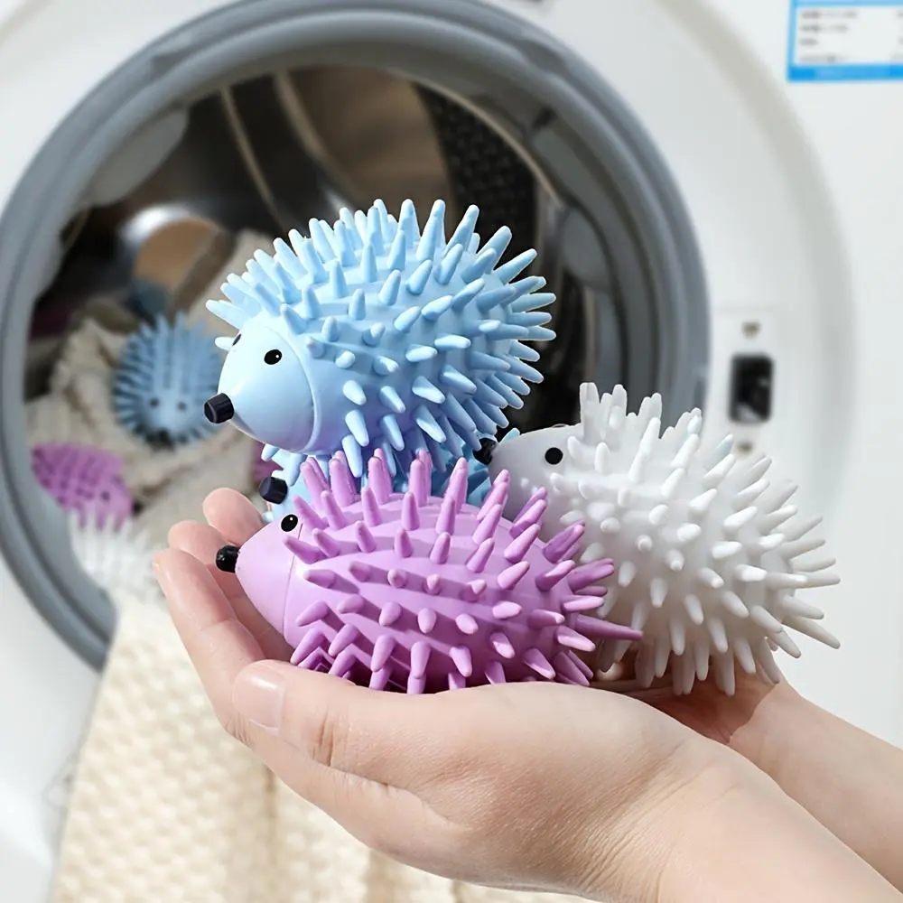 2/4/6 Pack Reusable Hedgehog Laundry Detergent & Dryer Balls - Cute Anti-Tangle Wrinkle-Free Plastic Laundry Helper for Washer & Dryer, Softening & Cleaning Clothes, Random Colors, Laundry Accessories, Playful Design, Durable Plastic, Textured Surface