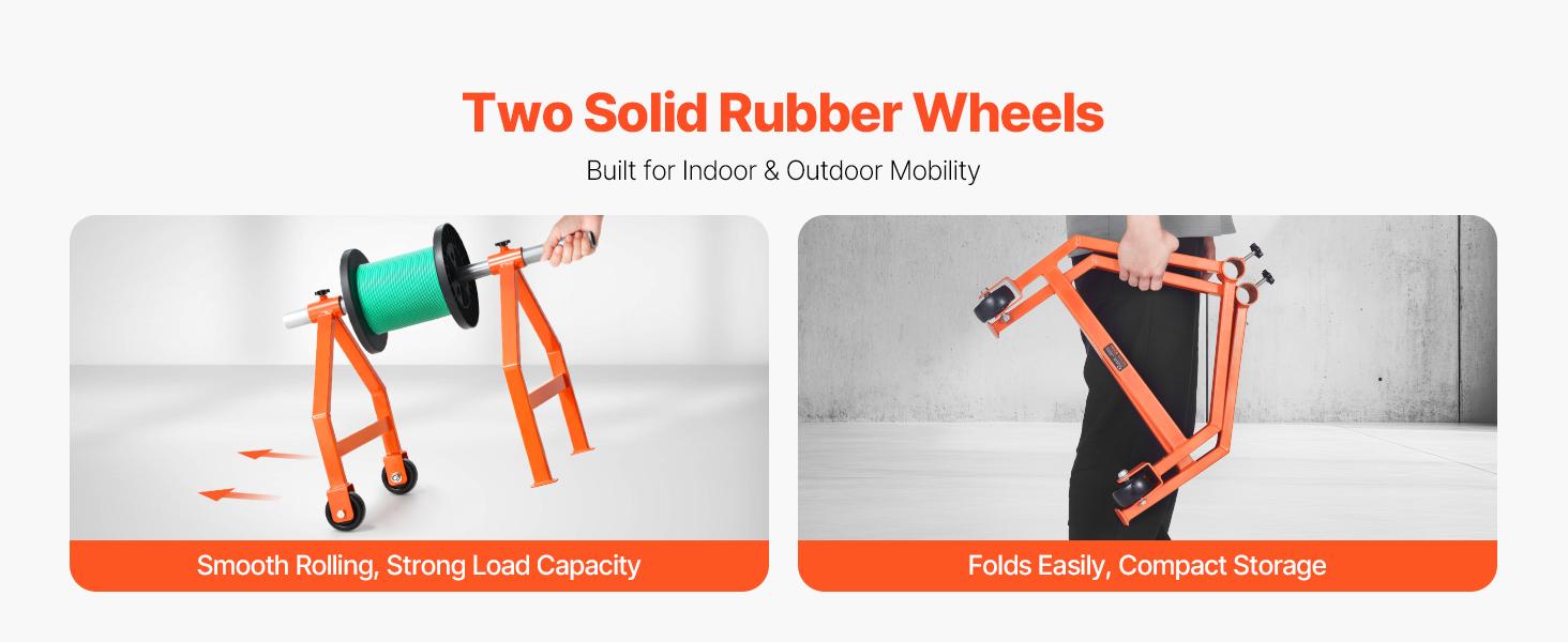 VEVOR Wire Spool Rack, 220 lbs Load Capacity, Portable Cable Caddy, Moveable Wire Rack with Wheels, Spool Holder, Up to 29.9 in Diameter, for Electrical Industrial and Retail Use, Working Efficiency