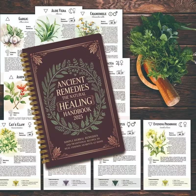 Herbal Cognitive Book, Herbal Therapy Encyclopedia with Plant Profiles, Natural Healing Guide, Home Aromatherapy Gift, Educational Herbal Manual