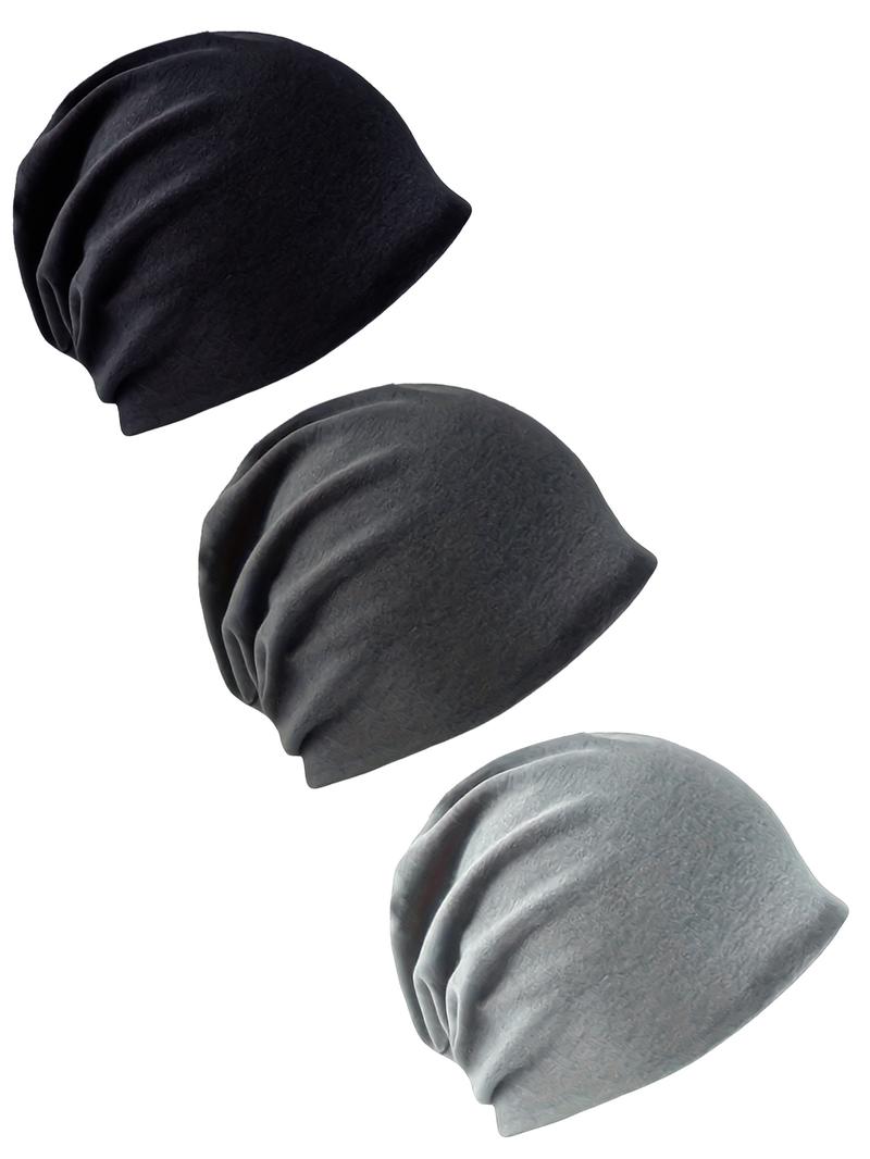 3-Pack Slouchy Beanie Hats, Unisex Ultra-Soft Knit Caps for Men & Women, Baggy Cuffed Beanies for Casual Streetwear, Fall Winter Daily Essential, Beanie Fitted