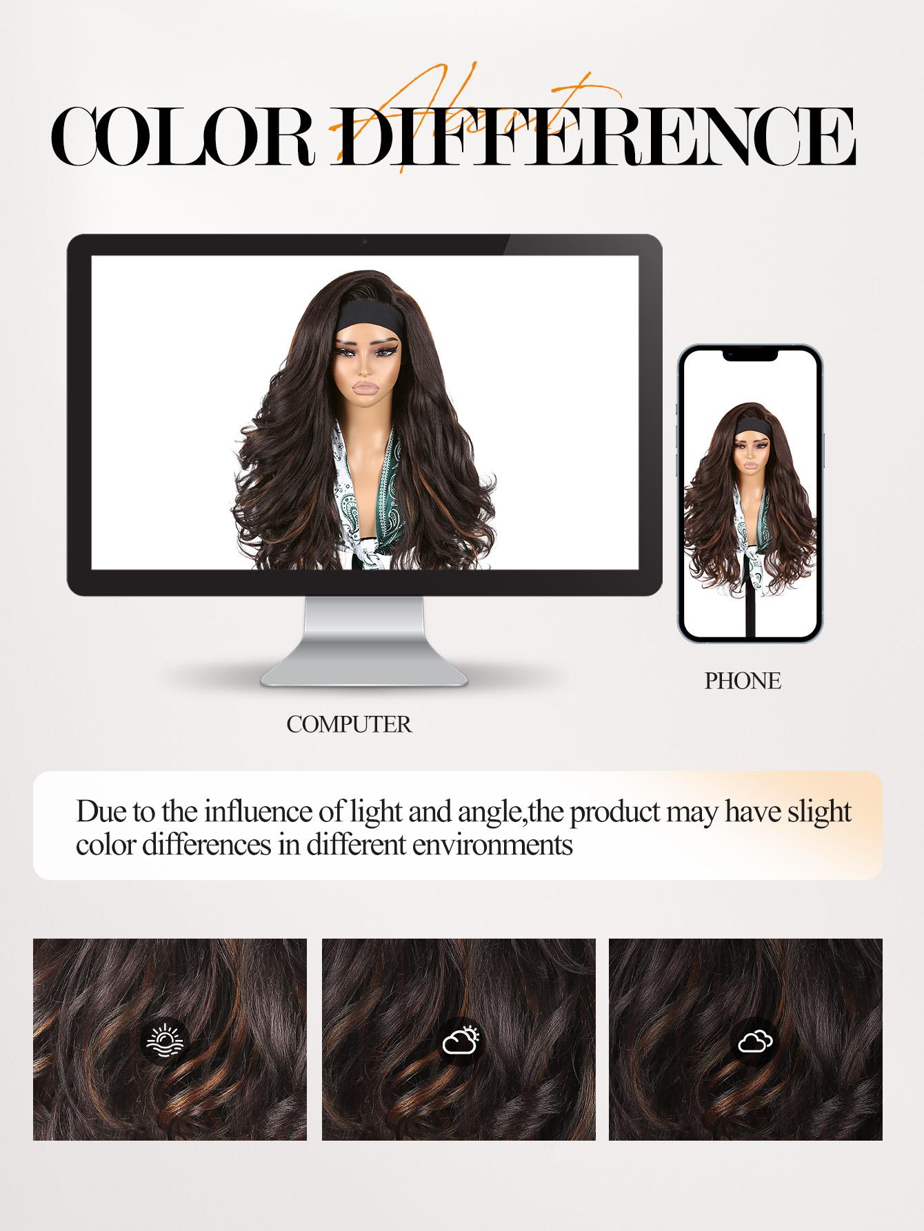 Yaki Body Wave Headband Wig for Women, Synthetic Fiber Wigs Curly Wavy 26 Inch Long Kinky Straight, Glueless Lightweight, Heat Resistant, Daily Use