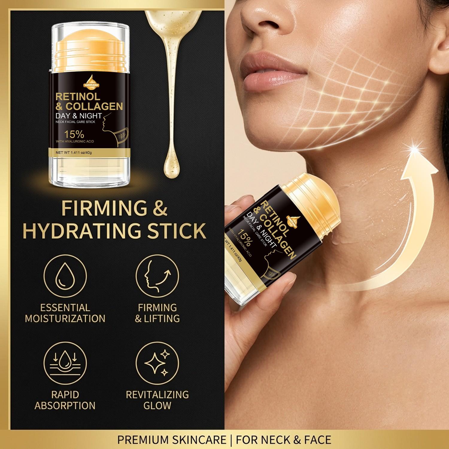 SUMIFANG Retinol Neck & Face Care Stick 40g | Retinol + Hyaluronic Acid + Collagen | Visibly Reduces Neck Lines & Firms the Jawline | Targets Neck & Face | Ideal for Visible Neck Lines / "Tech Neck" | Suitable for All Skin Types | Neck Firming Stick