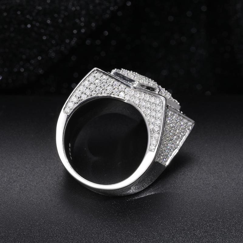 【#R46】UCCIYO S925 Five Star Synthetic Moissanite Men Rings Luxury 925 Sterling Silver Ring For Women D VVS Round Synthetic Moissanite  Hip Hop Jewelry FallFreshness