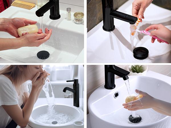 Hibbent  All Metal Bathroom Sink Stopper, Universal Pop Up Drain Strainer, Brass Bullet Core Push Type Sink Stopper for 1.1''~2.3'' Basin, Big Push Button, Anti Clogging Filter