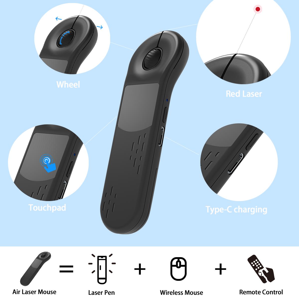 Bluetooth Laser Air Mouse,Wireless Presentation Clicker with Touchpad, for PowerPoint/Keynote, Hyperlink and Volume Control / Great for Work, Study, Entertainment and Fitness / fol tik_tok, Mac, PC, Laptop Compatible,Portable(Bluetooth+2.4G) Bluetooth Laser Air Mouse,Wireless Presentation Clicker with Touchpad, for PowerPoint/Keynote, Hyperlink and Volume Control / Great for Work, Study, Entertainment and Fitness / fol tik_tok, Mac, PC, Laptop Compatible,Portable(Bluetooth+2.4G)