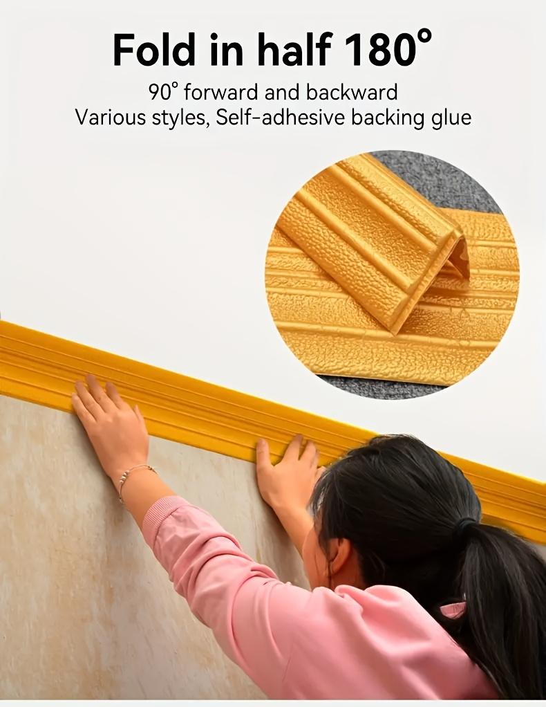 Extra Large Size 90.55in×5.51in Top Corner Foam Wall Edge Strip Sticker Foldable Self-adhesive Waterproof BaseboardCorner Waistline Sticker 2/4 Rolls