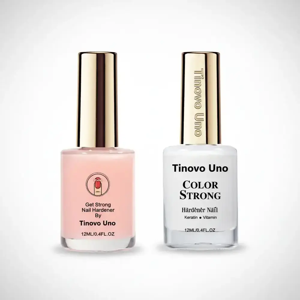Tinovo Uno Pink & White Nail Polish Bundle, 12ML Each, Natural Drying, Long Lasting Glossy Finish, Fast Dry Formula, Nail Strengthener and Creamy Smooth Shine