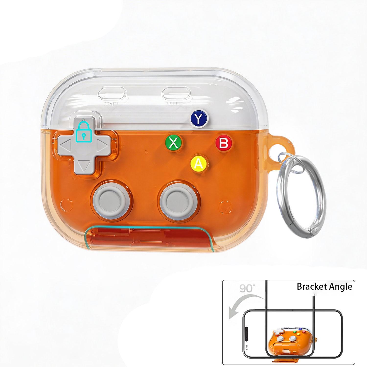 Transparent Anti-Drop Game Controller Shape Earphone Case, Shockproof Stand Protector for AirPods 3/4/pro, Trendy Personality Design