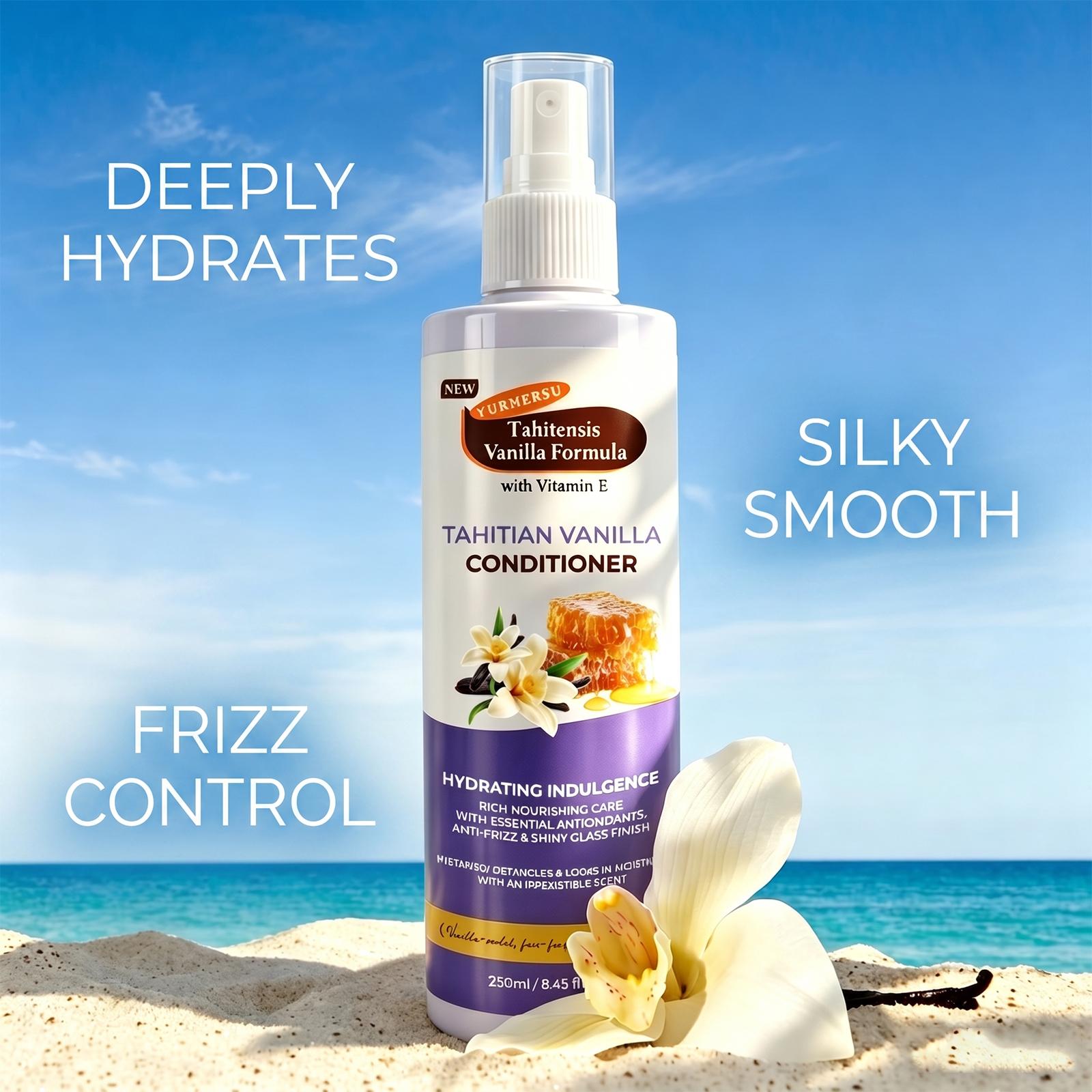 Tahitian Vanilla Hair Mist Infused Honey & Vitamin E Hydrating Anti-Dandruff Conditioning Heat Protectant Spray, Smooth Frizzy Hair Long Lasting Moisture Leave-In Hair Care For Dry Damaged Hair Daily Travel Liquid Haircare Formula