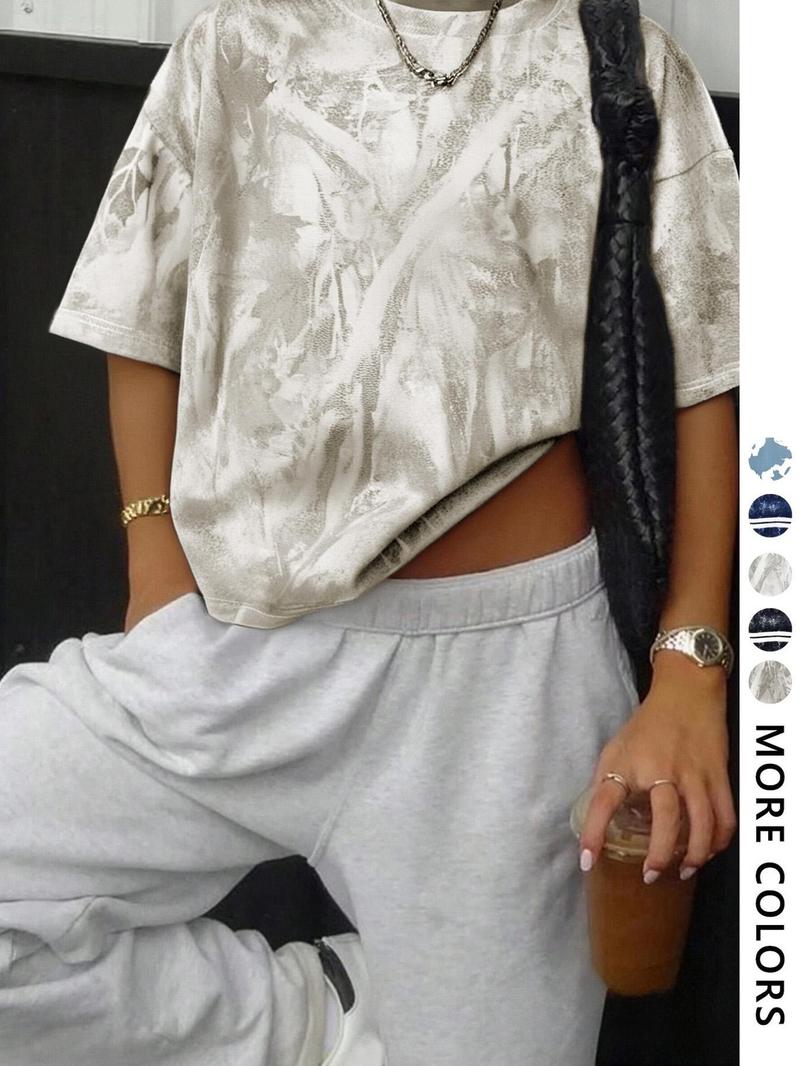 Unisex Camouflage Print T-Shirt, Short Sleeve Casual Top, Full Body Pattern Design, Simple Minimalist Style for Daily Wear