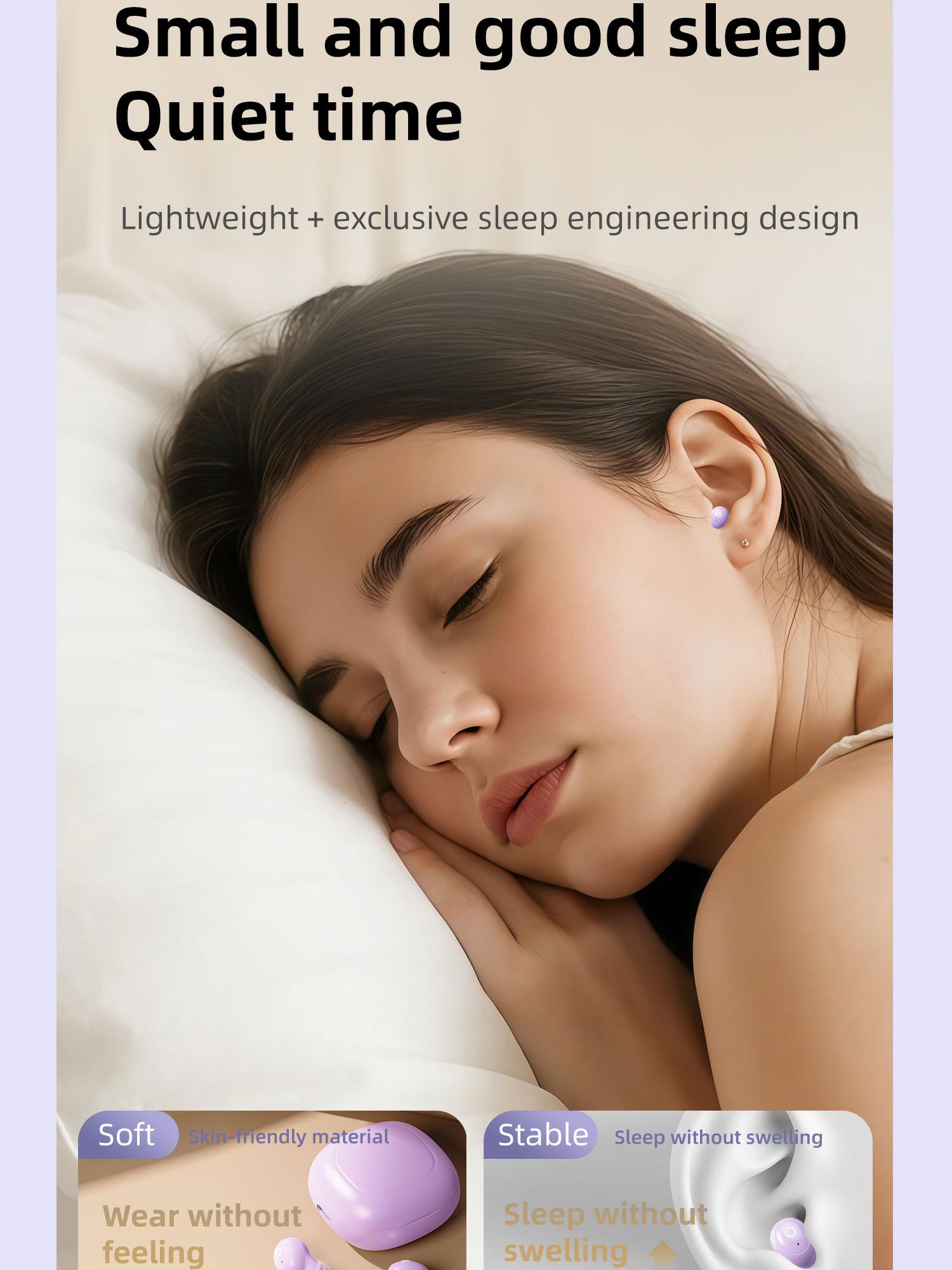 noise cancelling headphones Wireless Bluetooth Earphone, traveling gadgets Wireless Headphones Earphone Bluetooth-compatible 5.0 Headset With Mic,deep sleep noise reduction,Sports Earphones With Battery Display Multifunctional Earbuds Audio Yellow