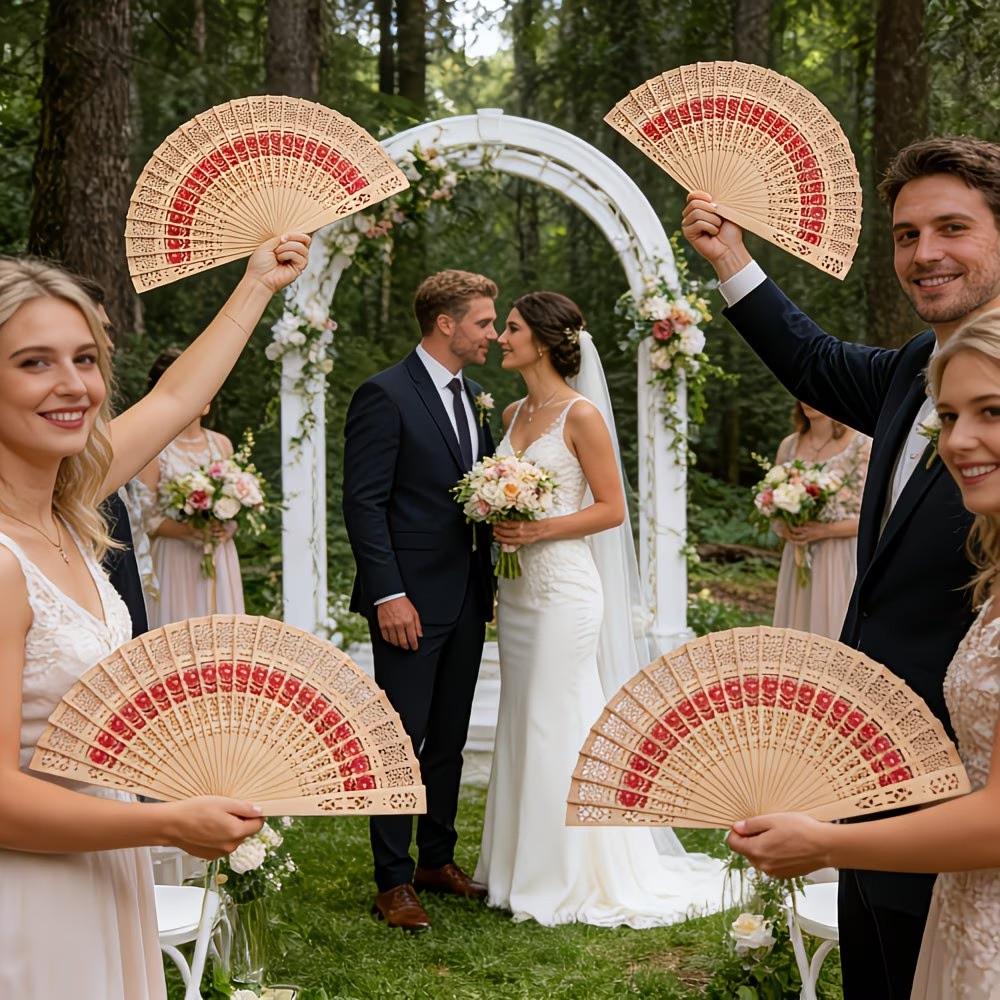 Bohemian Vintage Folding Fan, Handheld Wooden Fan, Wedding Fan, Artistic Cutout Fan, Perfect for Weddings, Parties, Gifts, Dance Performances
