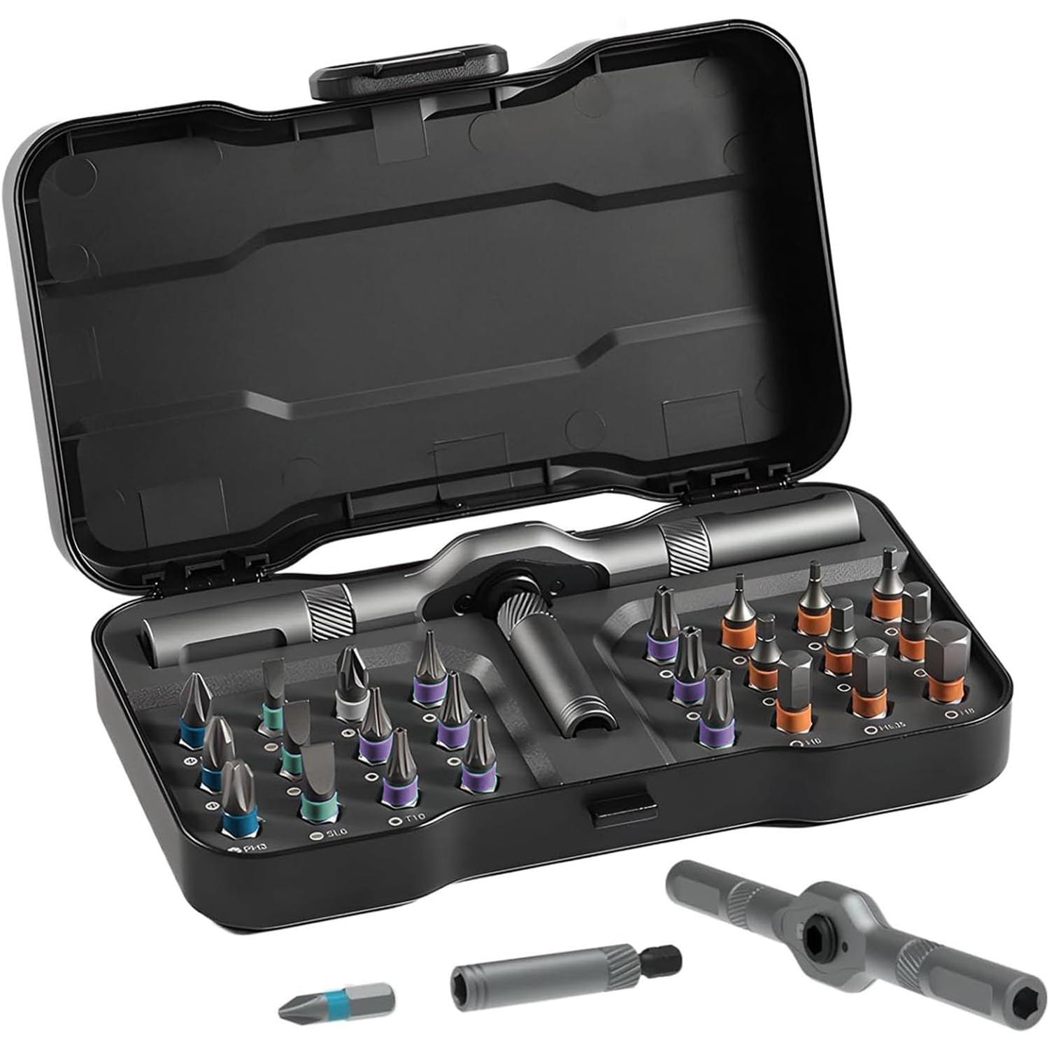 Magnetic Screwdriver Set, Multifunctional Drill Bit Set for Household Repairs, Detachable T-Shaped Ratchet Handle for Easy Use, Magnetic Screwdriver Tools