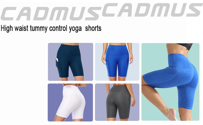 CADMUS Outdoorfun Pack of 3 Women's High Waist Spandex Yoga Shorts for Bike Running Two Side Pockets