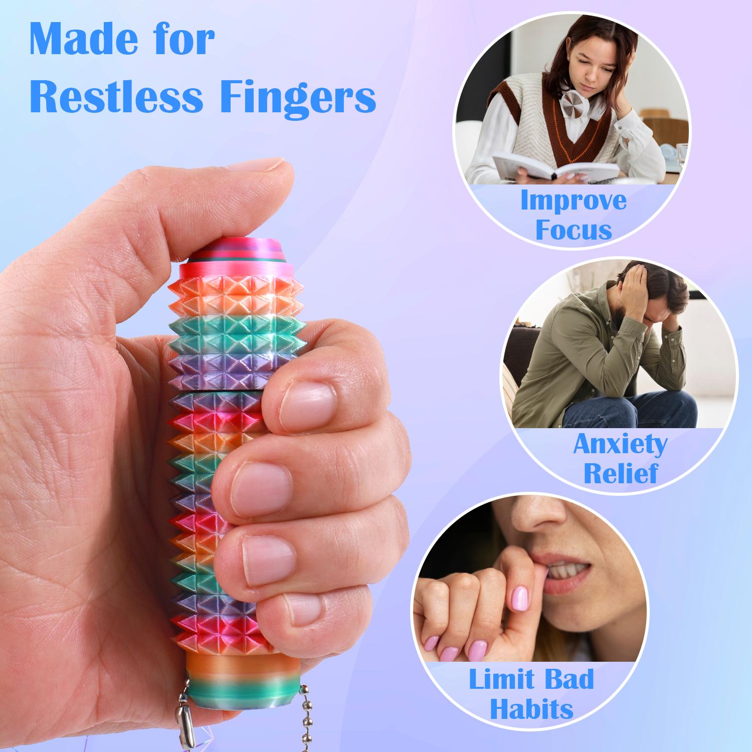 Press and Rotate Fidget Toy for Adults, 3D Printed Portable Spiky Sensory Keychain for Anxiety Relief, Pocket Stress Relief Tool for Focus and Calming littlest statues Silicone Rubber fidgets