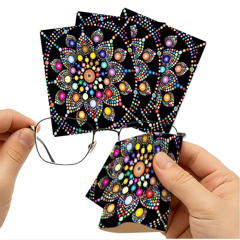 1/3/6/14pcs Vibrant Mandala - Style Cleaning Cloth, Suitable for Camera Lenses & Eyeglasses, Single - Sided, Multiple Specifications Available, Highly Decorative & Eye - Catching, Ideal for Home Cleaning & Photography Gear Maintenance