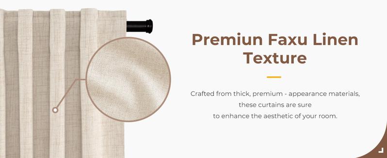 Inovaday 2pcs Blackout Curtains for Living Room Bedroom Linen Blackout Curtains, Back Tab/Rod Pocket Luxury Black Out Curtains for Windows Apartment