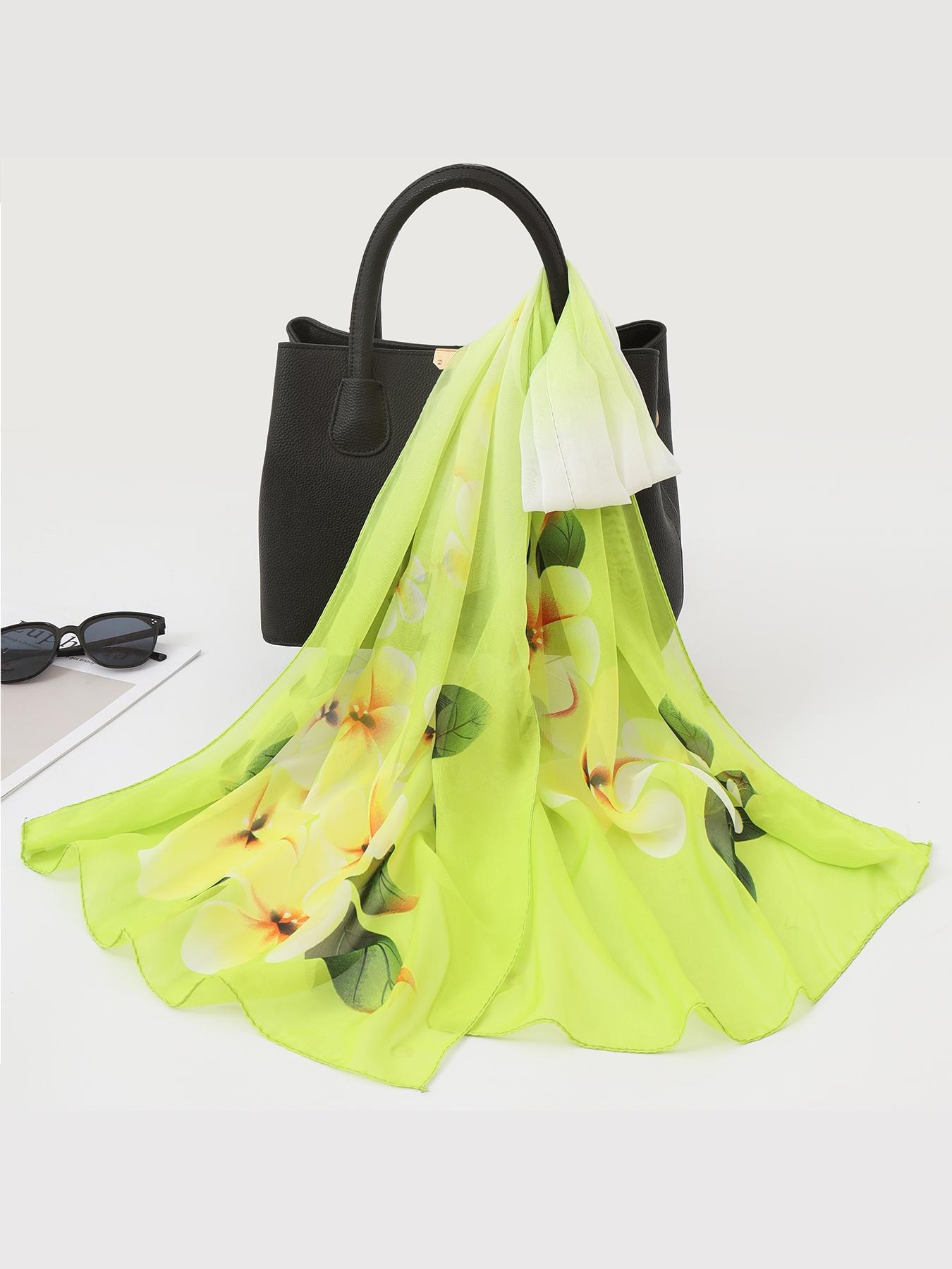 Elegant Floral Long Scarf for Women, Loose-Fit Summer Shawl, Warm Neck Protector, Spring & Fall Accessory, Gift Idea, Square Dance Wrap