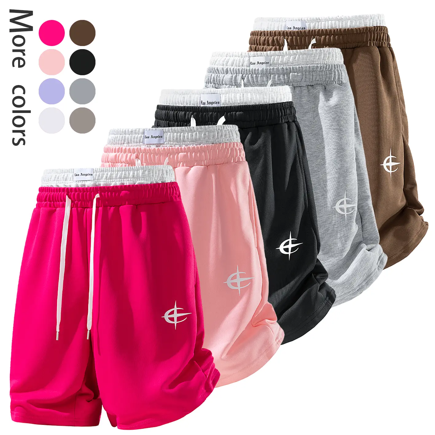 Men's Active Casual Athletic Shorts - 100% Soft Polyester, Unisex Retro Style, Elastic Double-Waist Fit, Cold Wash Compatible, Father’s Day Gift Option, Sporty Chic Stretch Activewear