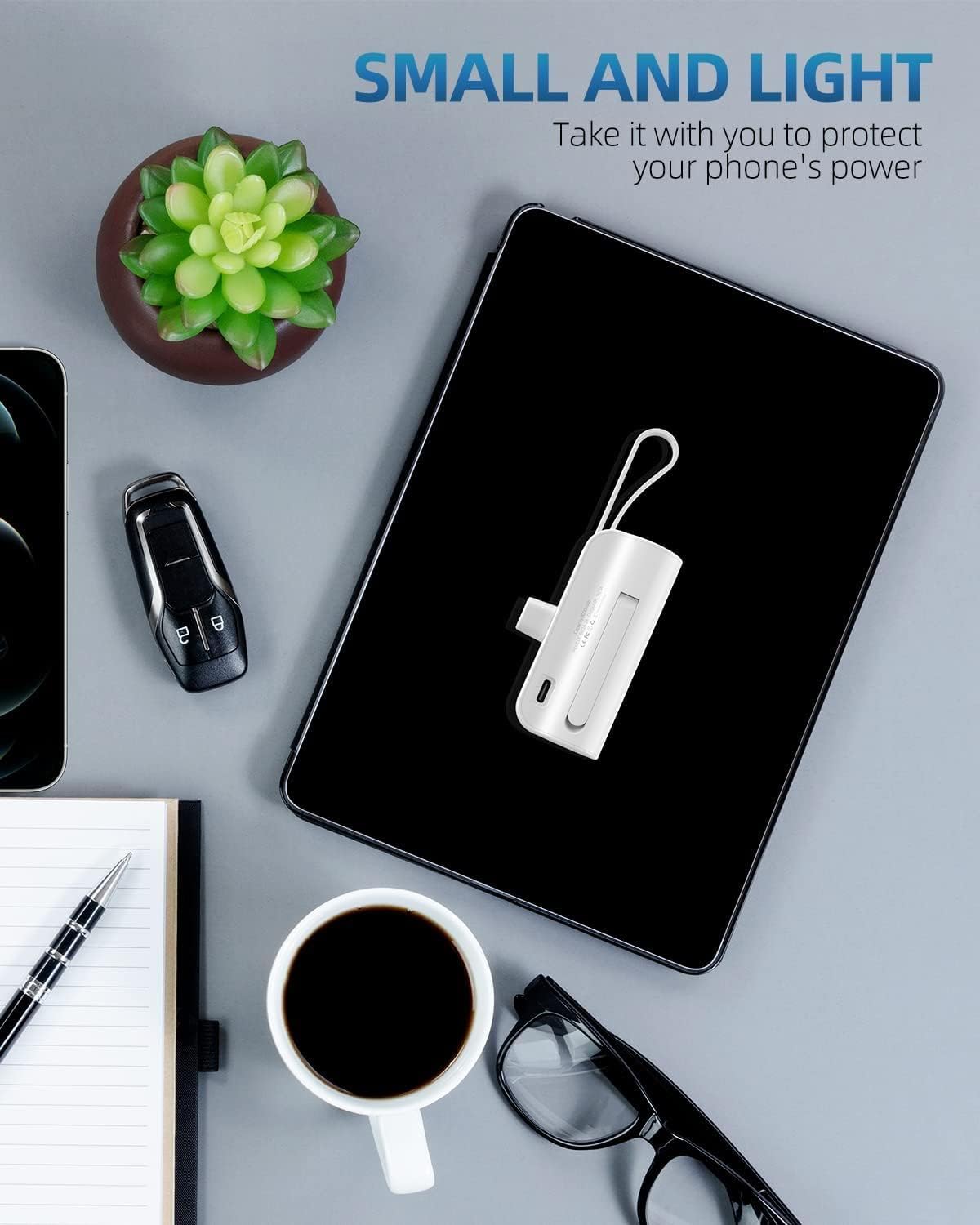 Portable Charger with Built in Plug, Tiny Power Bank Small Battery Pack Compatible with iPhone 14/14 Pro/13/13 Pro/12/12 Pro/11/XR/XS/X/8/7/6,AirPods