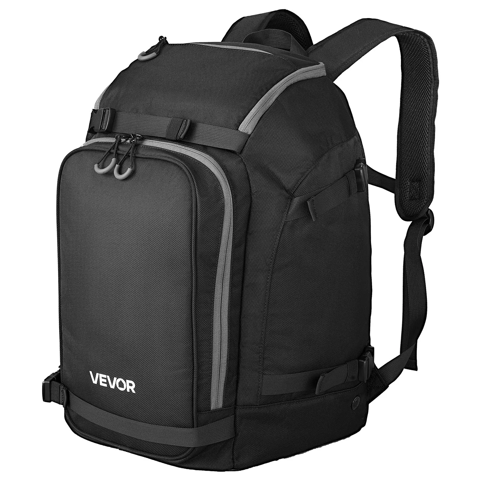 VEVOR Unisex Skiing Boot Backpack, 55L Functional Oxford Fabric Bag, Waterproof Exterior Bottom, Durable 1680D Material, Backpack Fit for Skis, Snowboard, Helmet, Goggles, Gloves, Accessories (Black)