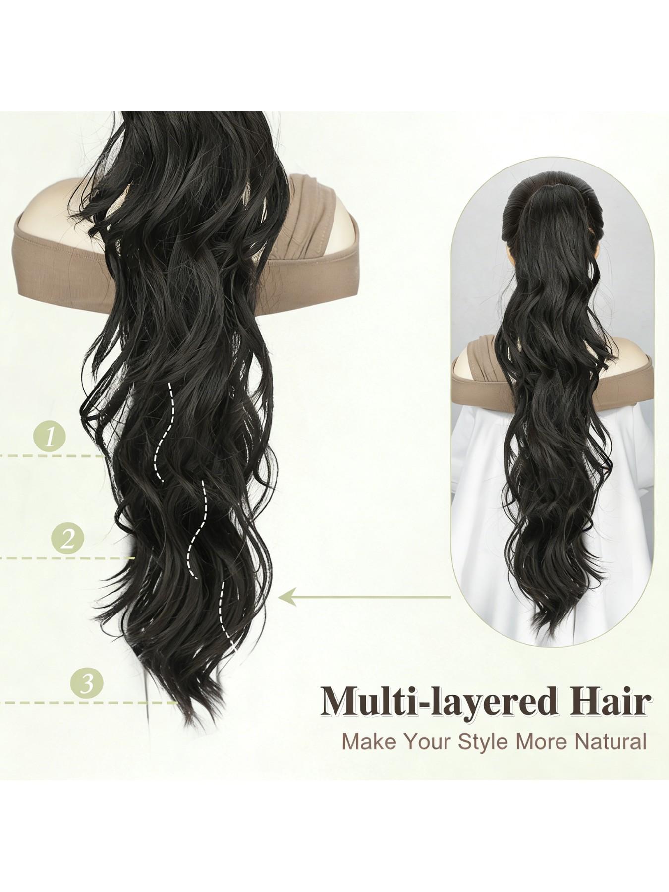 30-Inch Extra Long Wavy Hair Clip-In Tail, Synthetic Hair Extension for Women, Daily Wear, All Seasons, Perfect for Everyday Style