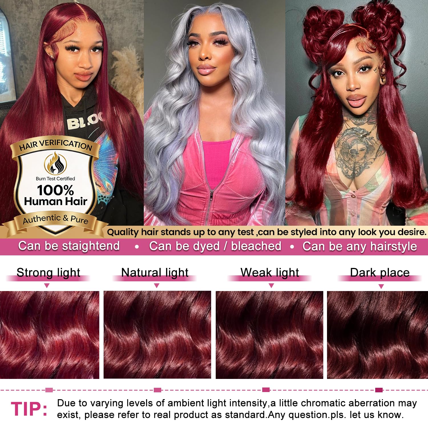 Yilike 99j Burgundy Lace Front Wigs Human Hair Red Burgundy Wig 180% Density 13x6 Body Wave Lace Front Wigs Pre Plucked Glueless Lace Front Wigs Human Hair for Women