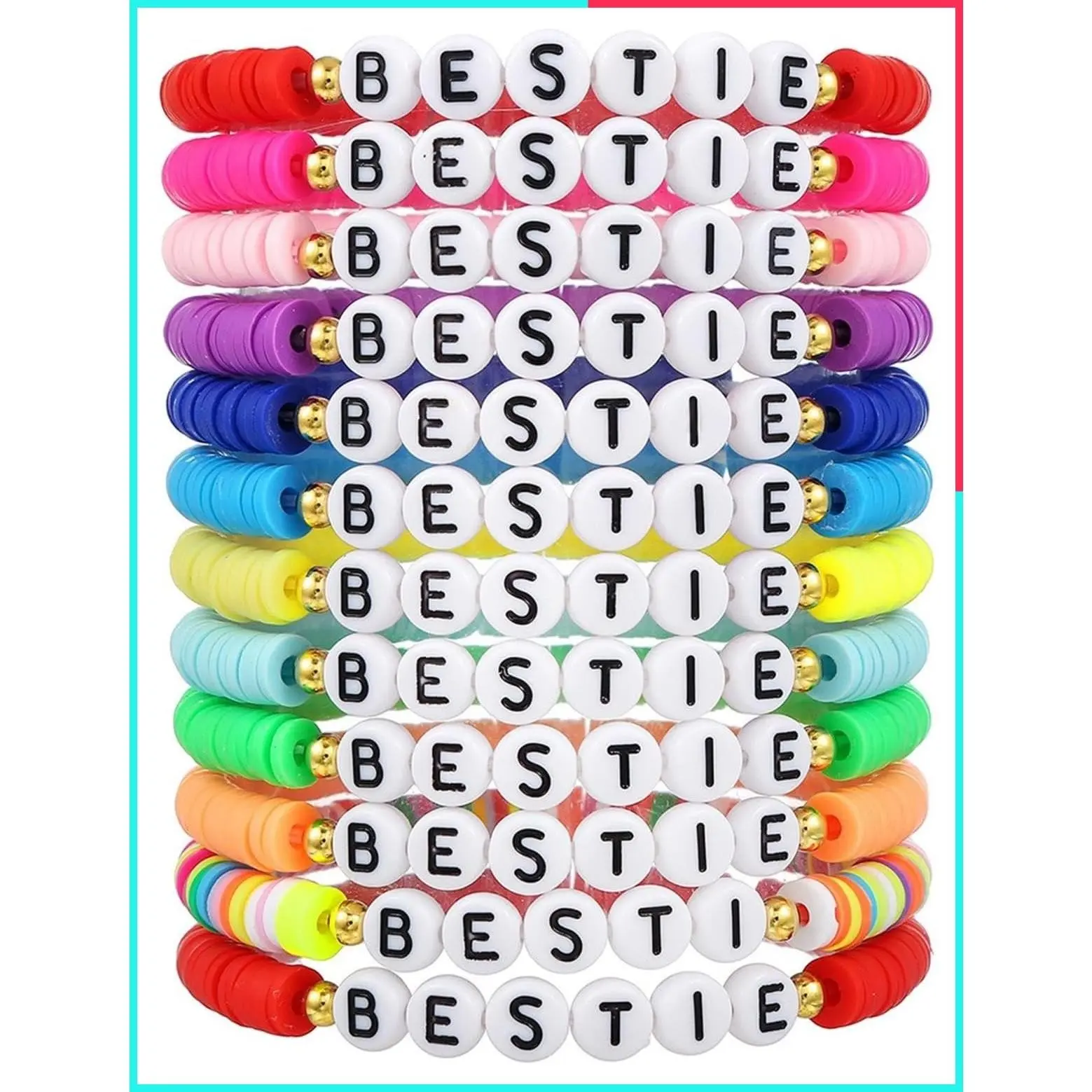 12 PCS Friendship BFF Bestie Clay Bracelets Set for Women Jewelry