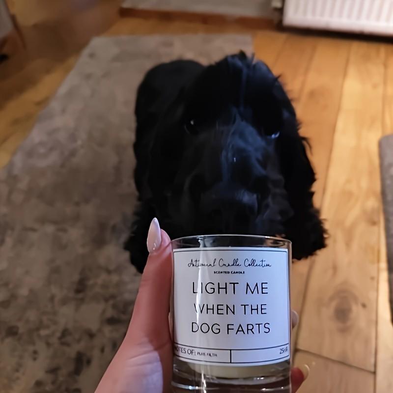 Funny Pet Theme Scented Candle Labels, 'light Me When Dog Farts' Fun Fragrance Stickers, 25-Hour Burn Time, Anti-Social Series Gift Stickers