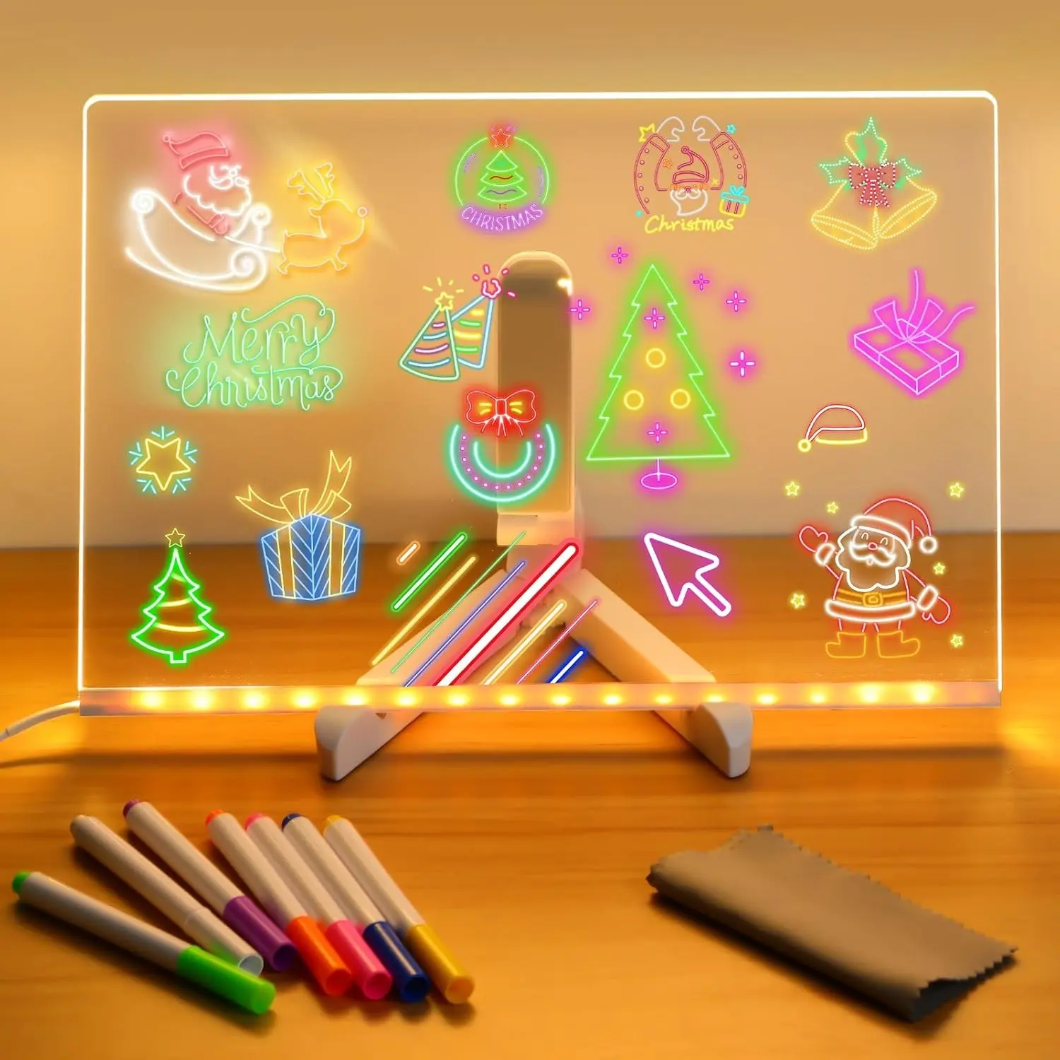 LED Note Board with Colors, Acrylic Led Writing Board, Acrylic Dry Erase Board with Light, Message Board Drawing Board for Kids, Light Up Board for Birthday Gifts for Teens, Led Lighted, Neon Accent Lights
