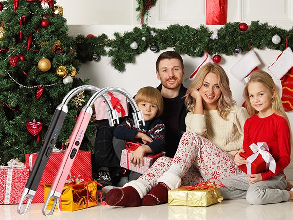 Electric Candle Lighter, Birthday Christmas Stocking Stuffers Gifts for Women Mom Men Wife Sister, USB Arc Rechargeable Windproof Long Lighter for Candle BBQ Housewarming Gift Idals